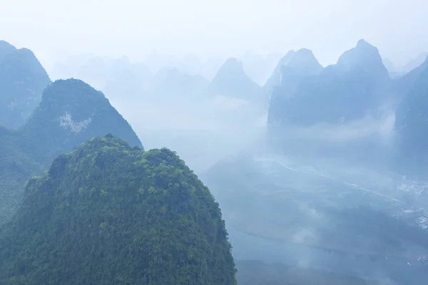 Guilin ,China, March,24th,2014, Li River bird view from the  top — Stock Photo, Image