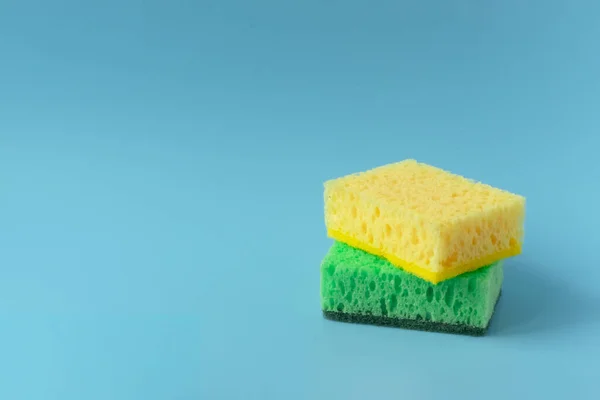 Spons Voor Het Afwassen Wasmiddel Voor Afwas Voorjaarsschoonmaak Thuis — Stockfoto