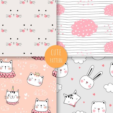 Kumaş tekstil için hayvanların iz kalıpları, basitçe vektör illüstrasyonu