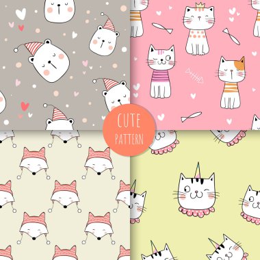 Kumaş tekstil için hayvanların iz kalıpları, basitçe vektör illüstrasyonu