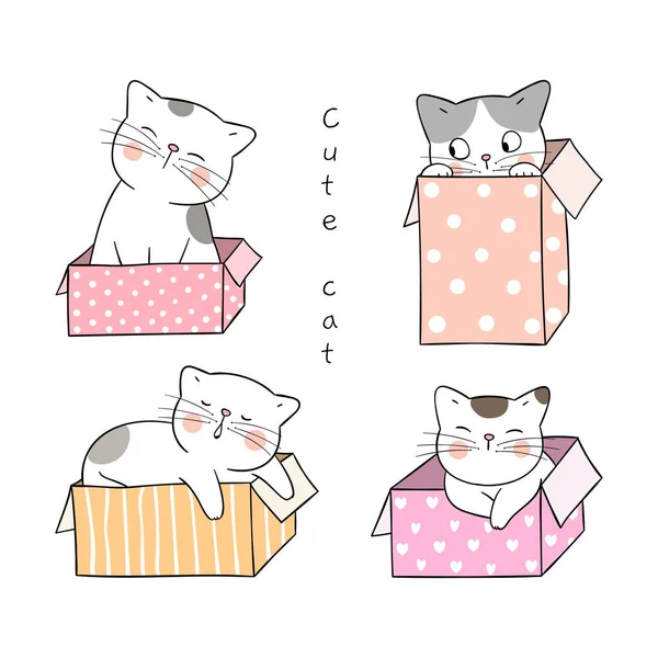 甘い箱の中の猫 — ストックベクタ