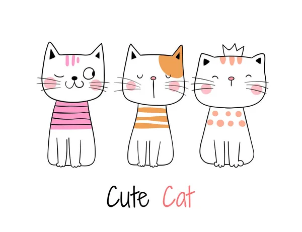 Chats Mignons Illustration Vectorielle Simple — Image vectorielle