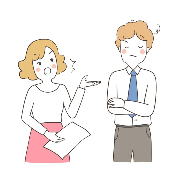 Angry Business Woman Shouting Man Simply Vector Illustration — Διανυσματικό Αρχείο
