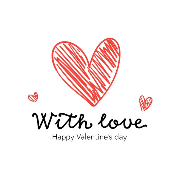 Dibuja Contorno Del Corazón Palabra Con Amor Por San Valentín — Archivo Imágenes Vectoriales