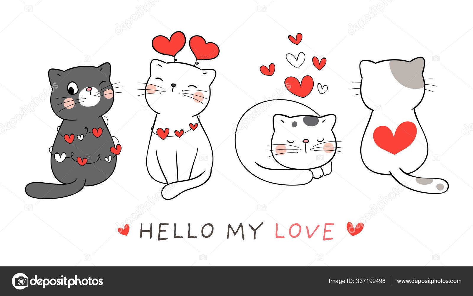 Funny angry cat face with a pink heart nose Vector Image