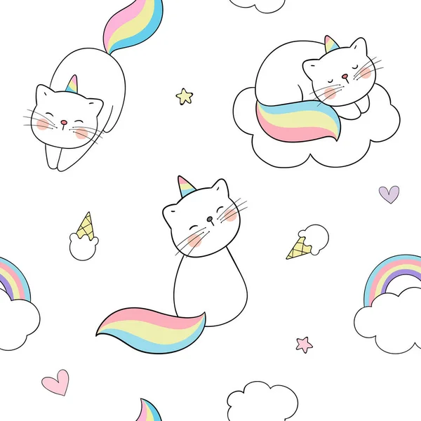 Card Drawn Doodle Cartoon Style Cute Cats Unicorns White Background vector, gráfico vectorial © AnchaleeAr imagen #374953370 Card Drawn Doodle Cartoon Style Cute Cats Unicorns White Background vector, gráfico vectorial © AnchaleeAr imagen #374953370
