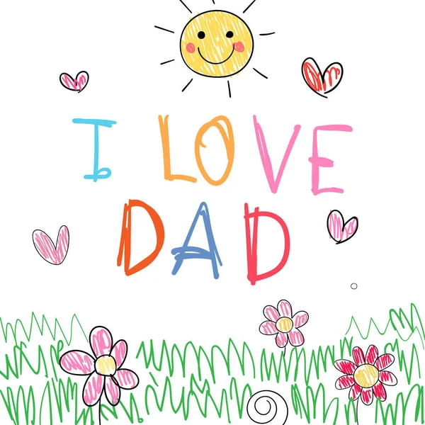 Ilustracja Wektor Kolorowy Rysunek Napisać Kocham Tatę Papierze Dzień Ojca — Wektor stockowy