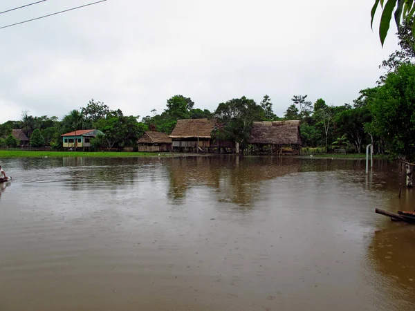 Indian village on Amazon river, Peru, South America