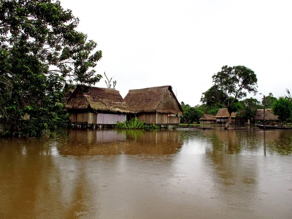 Indian village on Amazon river, Peru, South America