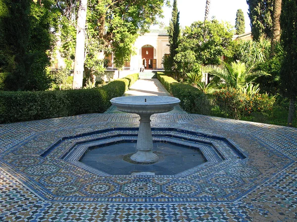 The garden of the vintage palace in Fez, Morocco