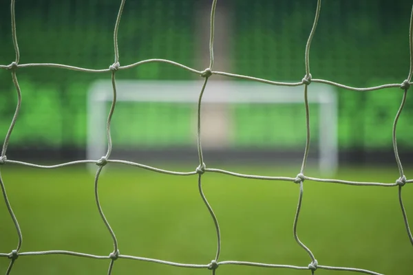 Beach soccer football goal through the net. World Cup — Stock Photo, Image