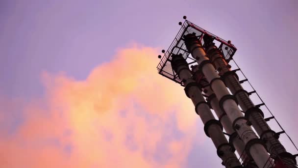 Rauchende Schornsteine der Fabrik — Stockvideo