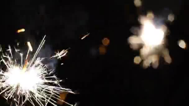 Firework sparkler burning in macro shot — Stock Video