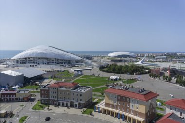 Soçi, Rusya - 11 Eylül 2017: Futbol Stadyumu Fisht ve Bolshoy buz Dome