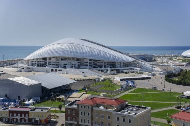 Soçi, Rusya - 11 Eylül 2017: Stadyum Fisht, havadan görünümü