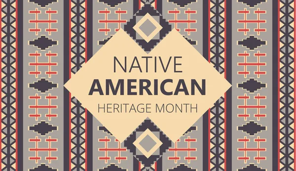 Native American Heritage Month è organizzato nel mese di novembre negli Stati Uniti. Tradizione ornamento geometrico degli indiani è mostrato — Vettoriale Stock