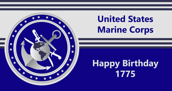 United States Marine Corps Happy Birthday 1775. National military event is organised in 10th November.