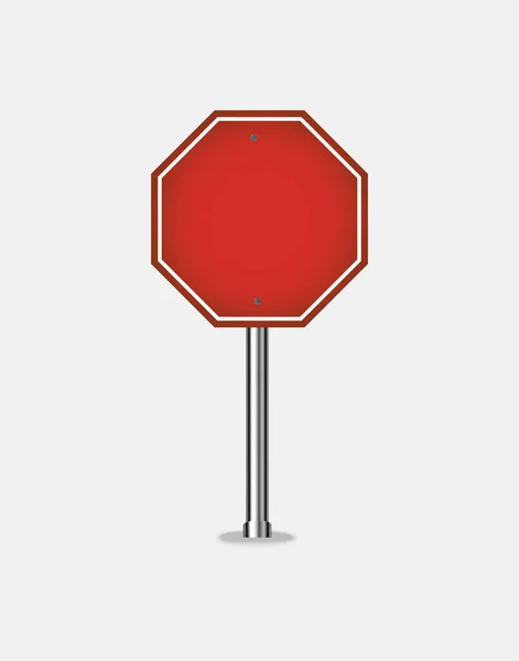 Red road sign is isolated on white background. Blank traffic label is empty. Warning or stop banner — ストックベクタ