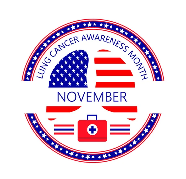 폐암 인식달은 미국에서 11 월에 조직된다. — 스톡 벡터