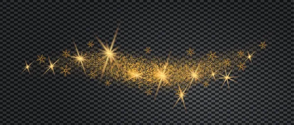 Die Sternenstaubwelle glitzert. Weihnachten goldenes Konfetti mit goldenem Schein auf dem Hintergrund. Weihnachtsbanner mit Glitzereffekt — Stockfoto