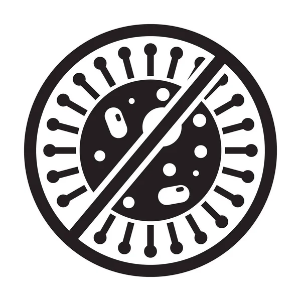 Icono de señal de virus de parada negra para sitio web de salud o logotipo. Bacterias, anti VIH y microbios, símbolo aislado sobre fondo blanco . — Vector de stock