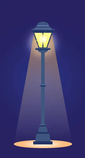 Street light is isolated. Garden lantern is illuminating park, square at night. Urban bulb element, city lamp on empty road illustration. — Stock Photo, Image