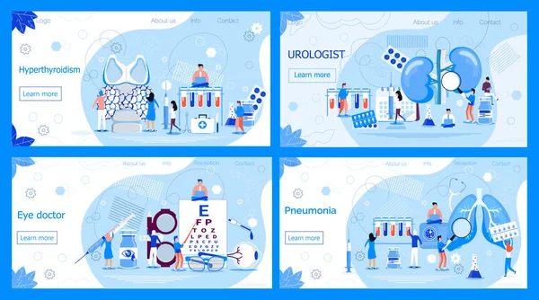 Urologist concept for pyelonephritis, diseases and kidney stones. Pneumonia or pulmonology vector. Ophthalmologist eyesight check up with tiny people. — Stock Illustration Urologist concept for pyelonephritis, diseases and kidney stones. Pneumonia or pulmonology vector. Ophthalmologist eyesight check up with tiny people. Stock Illustration