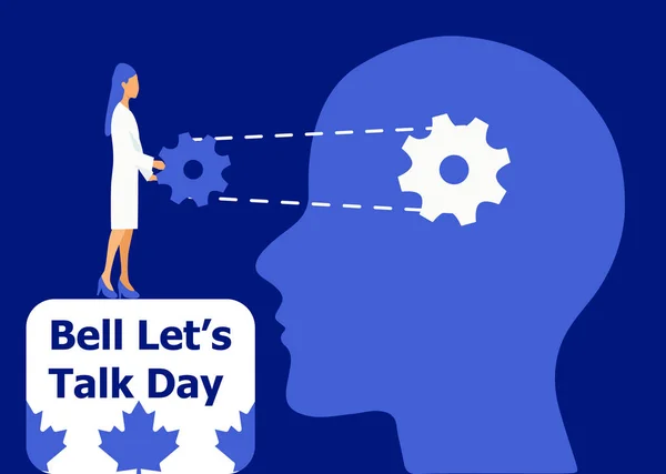 Bell Let 's Talk Day отмечается в последнюю среду января в Канаде. Я о психических заболеваниях. Психическое здоровье вектора проблемы мозга. Психиатрия, апатия, шизофрения — стоковый вектор