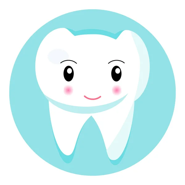 Lindo ícono de diente sonriente. Higiene Dental Nacional mes, semana, día. Odontología vector símbolo para los niños. Diseño de diente divertido feliz para dentista — Vector de stock