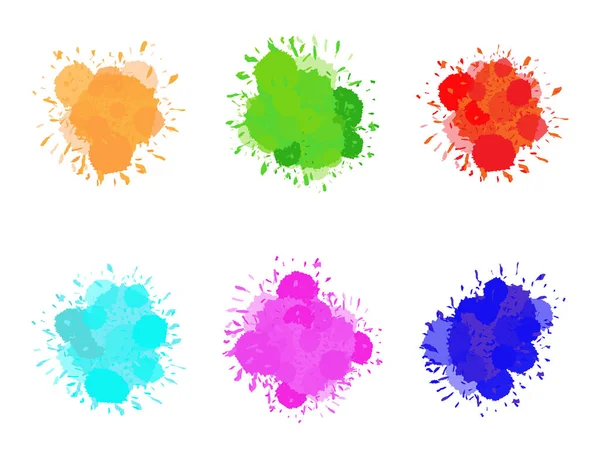 Ink splashes set vector. Bright watercolor spots isolated — Stock Vector