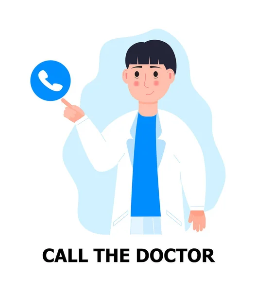 Chama Vetor Médico Doutor Branco Está Indexando Ícone Telefone Ilustração —  Vetores de Stock