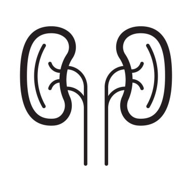 Basit bir şekilde böbrek ikonu vektörü. Tıbbi web sitesi için pyelonefrit belirtisi, uygulama. Böbrekler, sistit sembolleri gösteriliyor. Nefropati, böbrek yetmezliği, illüstrasyon.