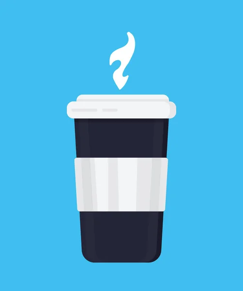 Mavi Arka Planda Tek Kullanımlık Kahve Fincanı Ikonu Vektörü Tek — Stok Vektör