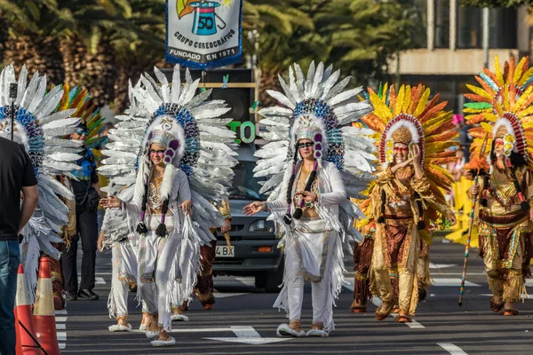 Santa Cruz Tenerife Espanha Fevereiro 2020 Desfile Coso Longo Avenida — Fotografia de Stock