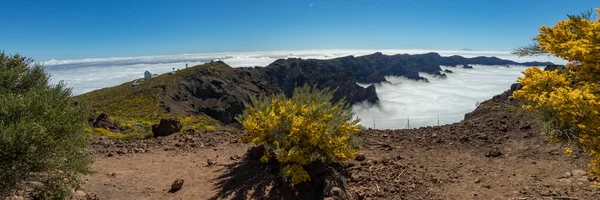 Superbrett Panorama Över Observatoriet Roque Los Muchachos Som Ligger Palma — Stockfoto