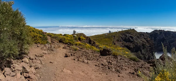 Superbrett Panorama Över Observatoriet Roque Los Muchachos Som Ligger Palma — Stockfoto