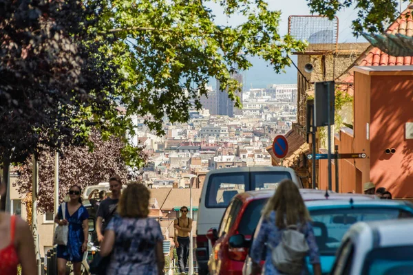 Barcelona Hiszpania Czerwca 2016 Widok Lotu Ptaka Barcelonę Park Guell — Zdjęcie stockowe