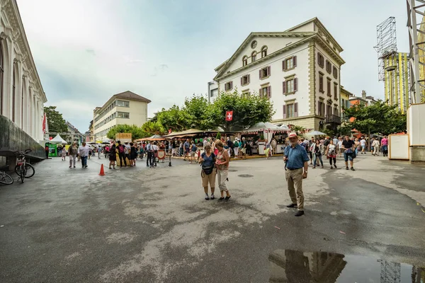 Vevey Schweiz Juli 2019 Touristen Und Einheimische Feiern Fete Des — Stockfoto