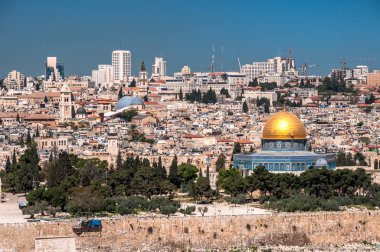 Jerusalem cityscape doğal görünümünü. İsrail.