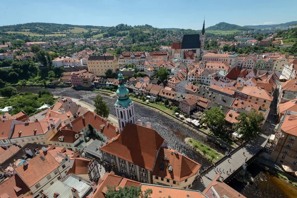 Luftaufnahme Über Cesky Krumlov Tschechische Republik Unesco Welterbe — Stockfoto