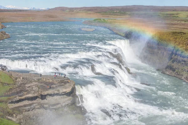 Gullfoss (Golden Falls) vandfald og i Island - Stock-foto