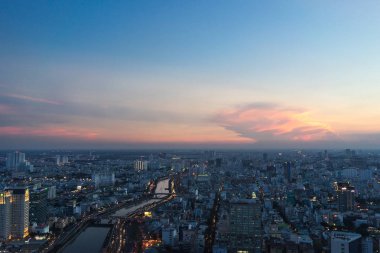 Ho Chi Minh city Bitexco Tower, Saigon, Vietnam üzerinde havadan görünümü