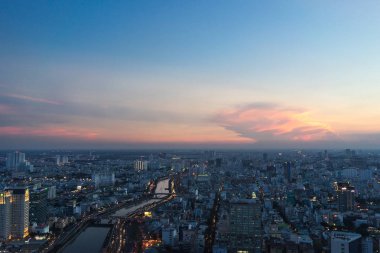 Ho Chi Minh city Bitexco Tower, Saigon, Vietnam üzerinde havadan görünümü