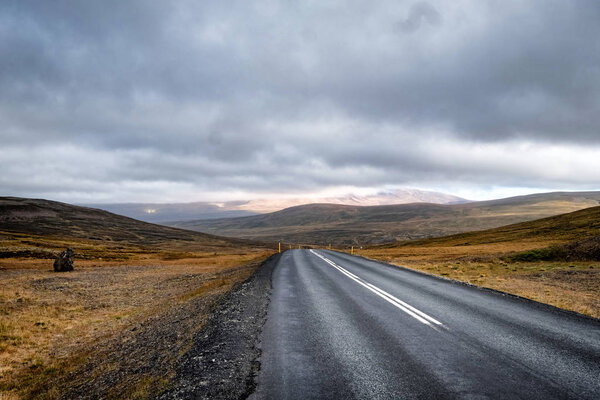 Remote road on Iceland.