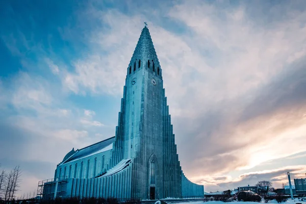 Vista Panorámica Famosa Iglesia Luterana Hallgrimskirkja Reykjavik Islandia — Foto de Stock