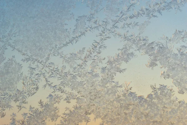 Geada Uma Janela Uma Manhã Inverno — Fotografia de Stock