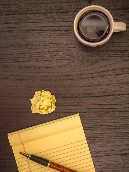 Biurko, papier, długopis, Kawa, miejsce — Zdjęcie stockowe