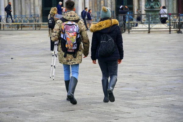 Saint Marks square two days after flood in Venice, Italy on Nov.18th 2019 — Stock Photo, Image