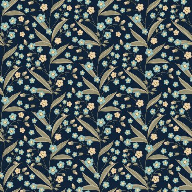 Koyu arka plan üzerinde sorunsuz vektör çiçek deseni