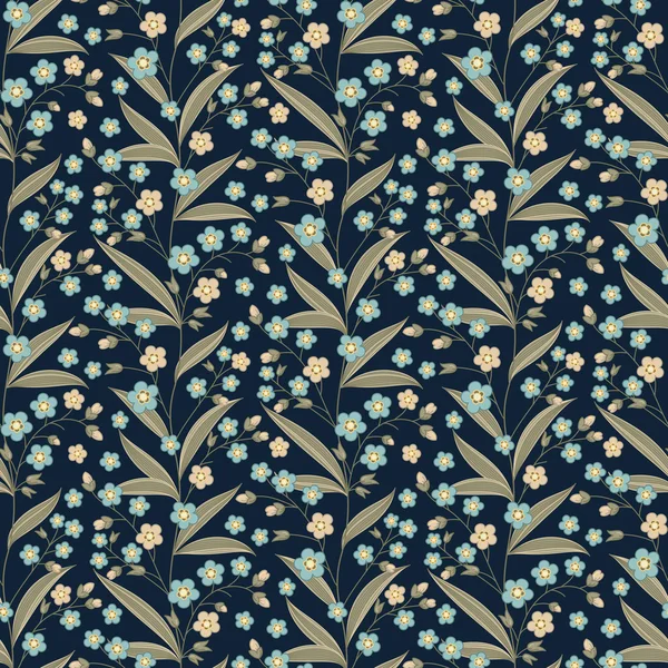 Koyu arka plan üzerinde sorunsuz vektör çiçek deseni